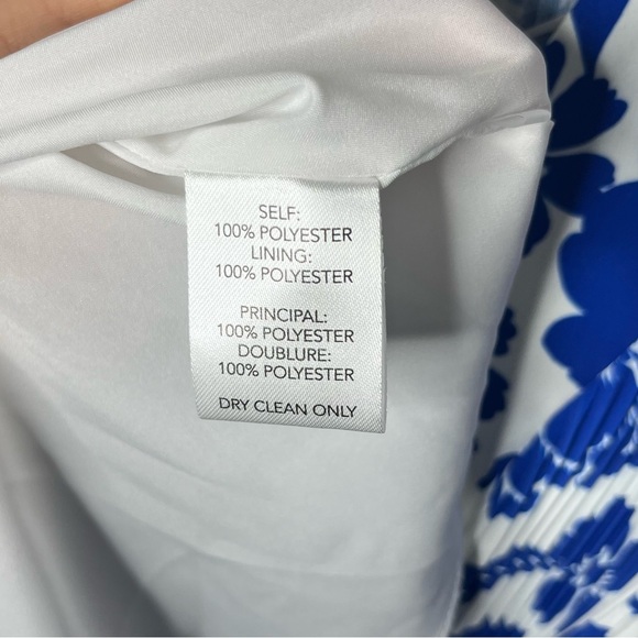 Milly Blue Liv Flowers of Spain Long Sleeve V Neck Pleated Mini Dress - Picture 13 of 13